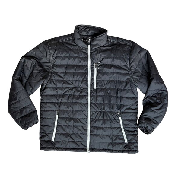 HUK Fishing Coat Mens Size XL Black Nylon Puffer Zip - Picture 1 of 8